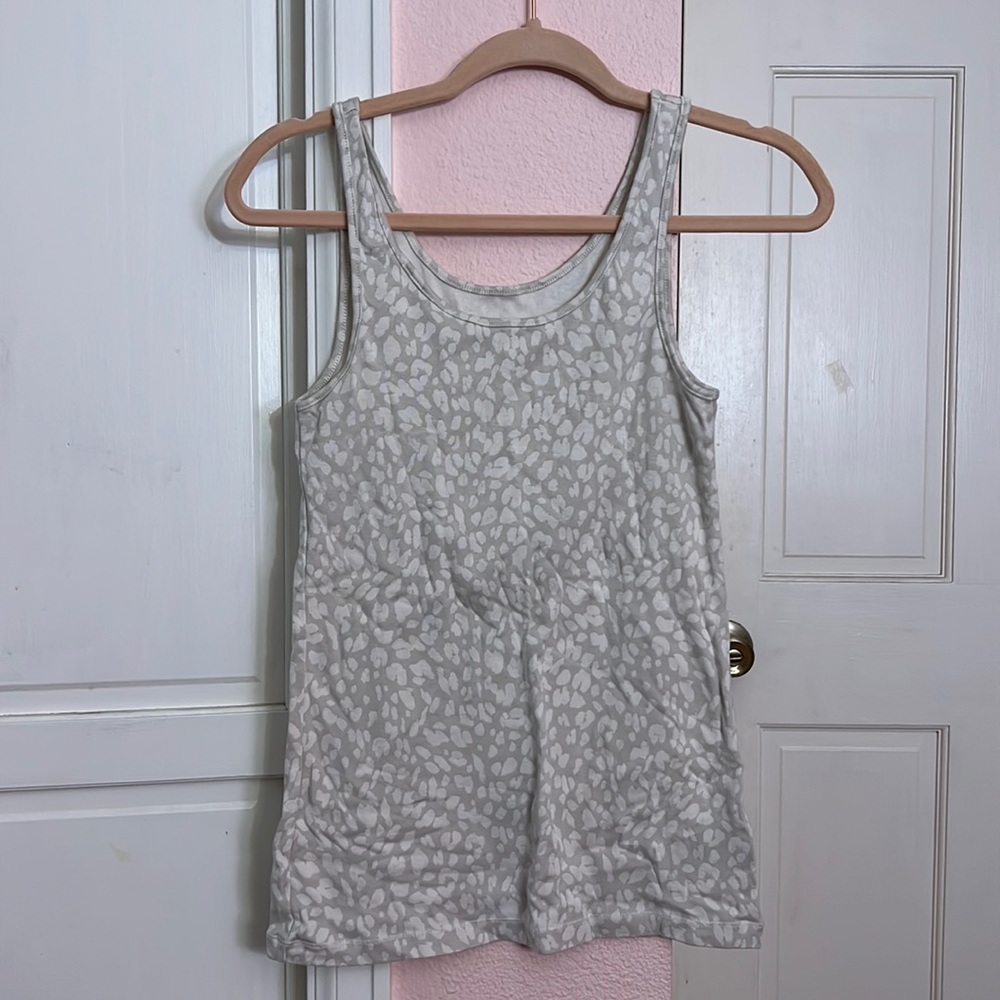 Cream leopard print tank top